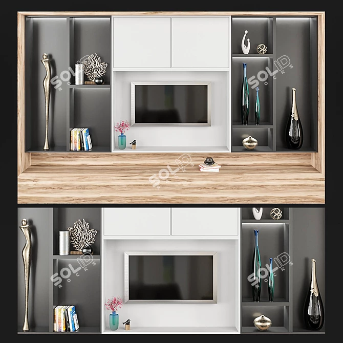 Modern TV Wall Unit - 3D Model 3D model image 1