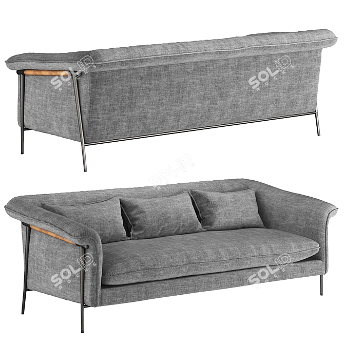Elegant Roz Sofa in Barron Smoke 3D model image 1
