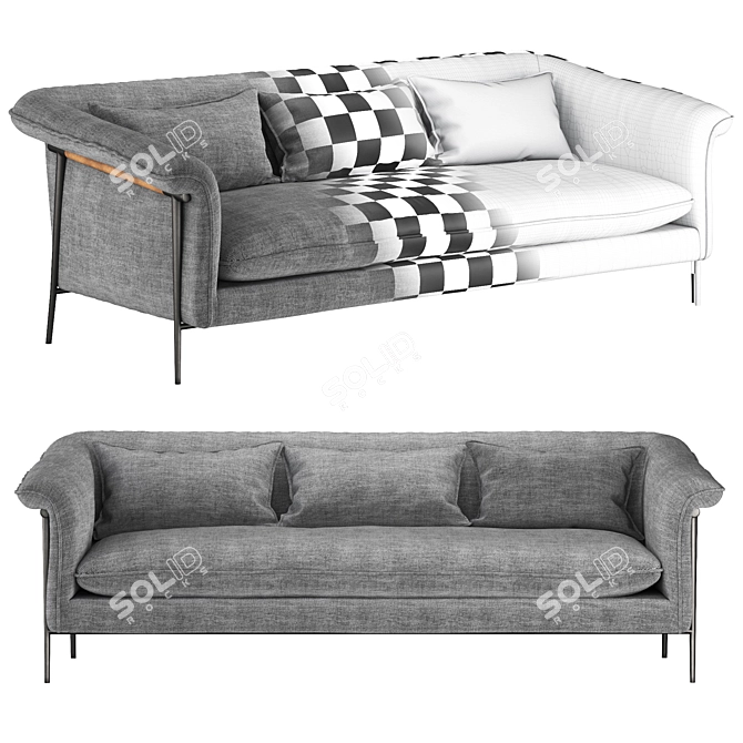 Elegant Roz Sofa in Barron Smoke 3D model image 2