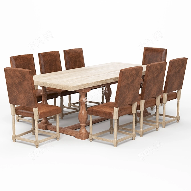 Modern Dining Table Set 3D model image 1