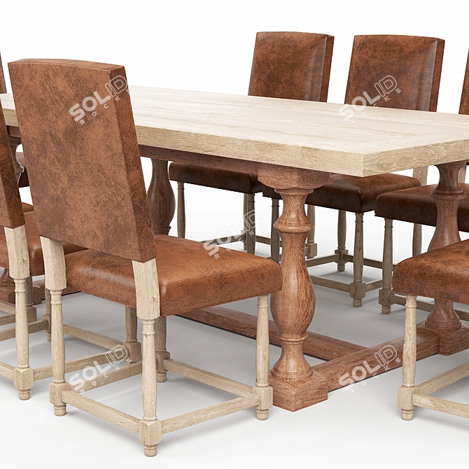 Modern Dining Table Set 3D model image 2