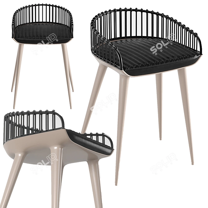 Sleek Leather Bar Chair 3D model image 4