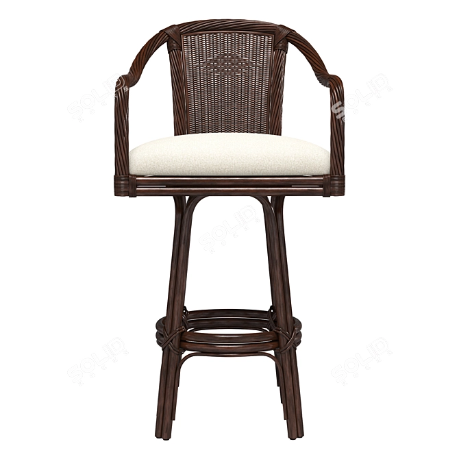 Wicker Handmade Swivel Bar Stool 3D model image 2