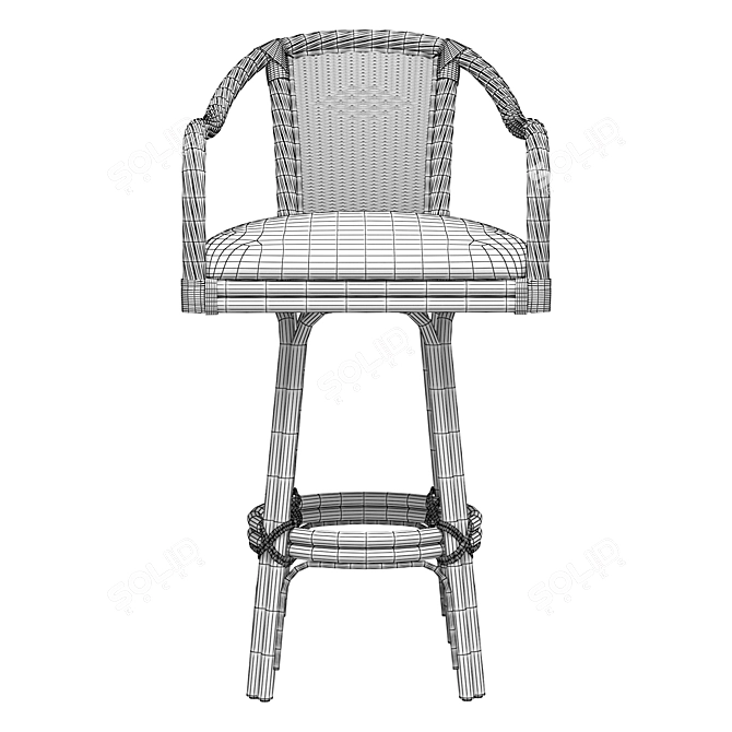 Wicker Handmade Swivel Bar Stool 3D model image 4