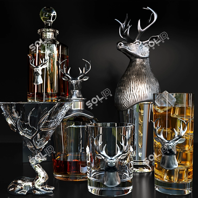  Elegant Alcohol Decor Set 3D model image 1