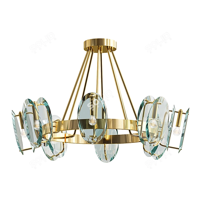 Blue Glass Designer Chandelier 3D model image 1