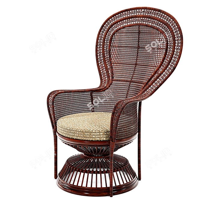 Natural Rattan Chair: Elegant and Comfortable 3D model image 2