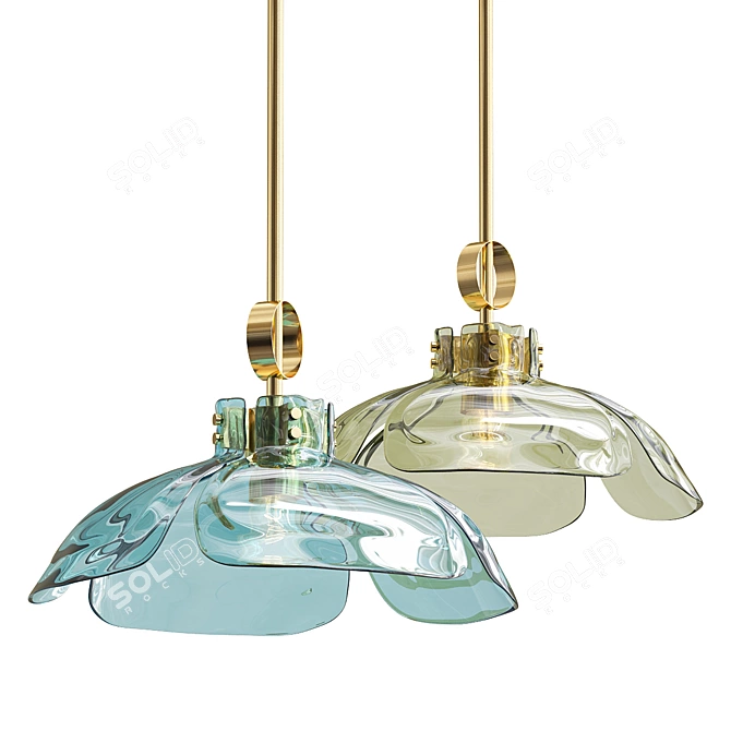 Colorful Glass Flower Pendant Light 3D model image 1