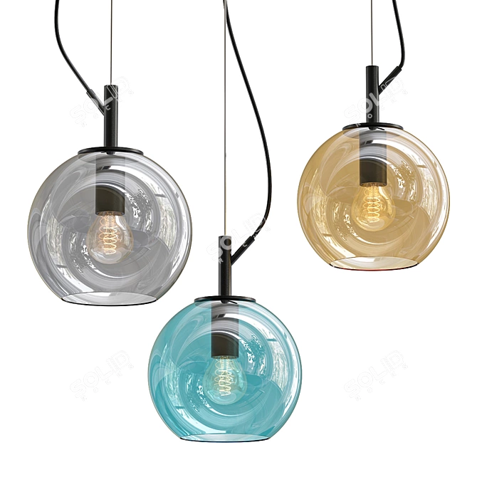 Alfey: Elegant Glass Pendant Light 3D model image 1