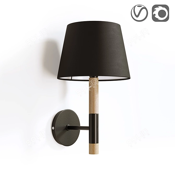 Modern Oak Wall Lamp 3D model image 1