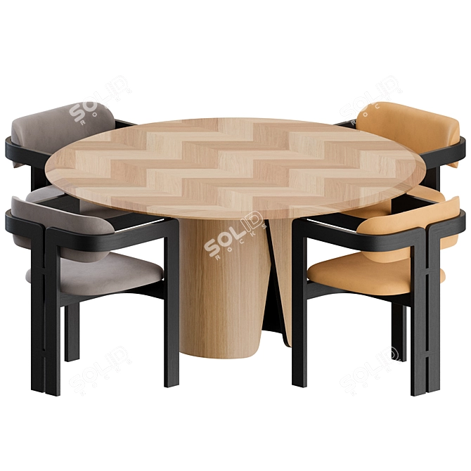 G&R Dining Set: 2 Chairs + 1 Table 3D model image 1