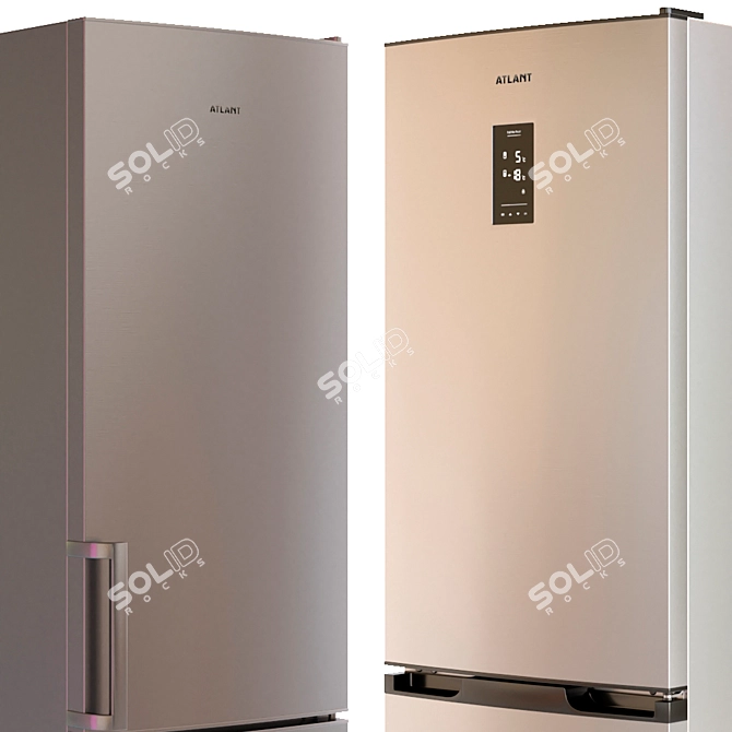 Atlant Refrigerator Set: Side-by-Side & Double Door 3D model image 4