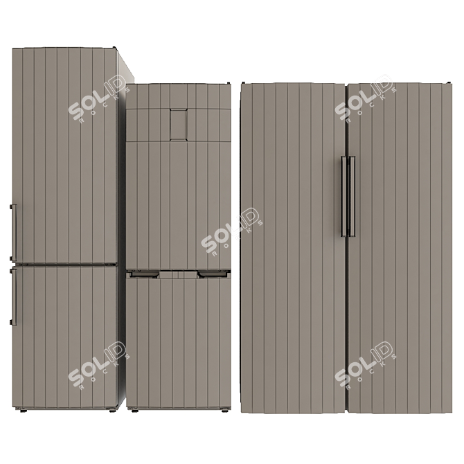 Atlant Refrigerator Set: Side-by-Side & Double Door 3D model image 5
