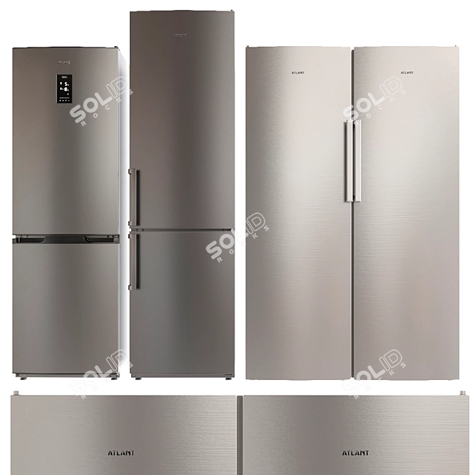 Atlant Refrigerator Set: Side-by-Side & Double Door 3D model image 6