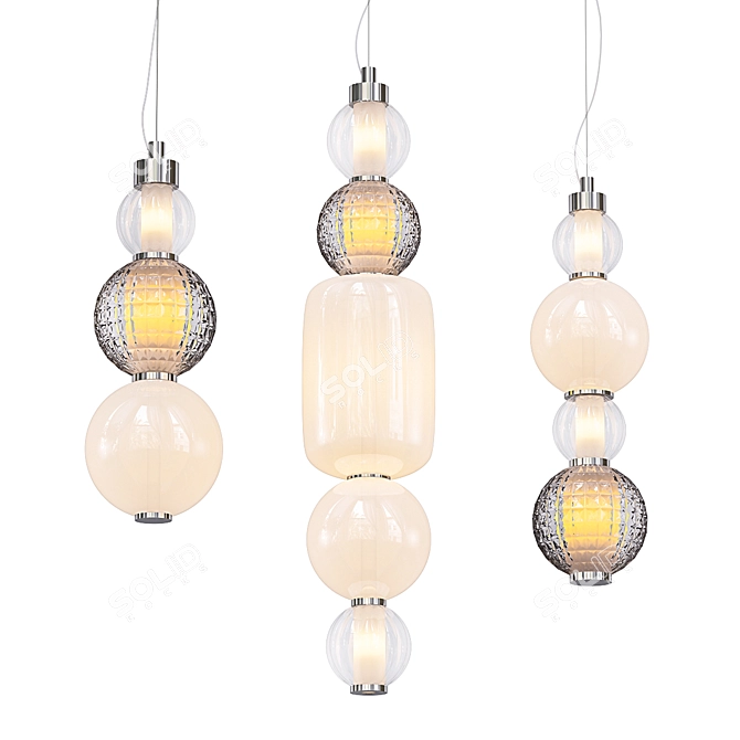 Elegant Glass-Lit Pendant Light 3D model image 1