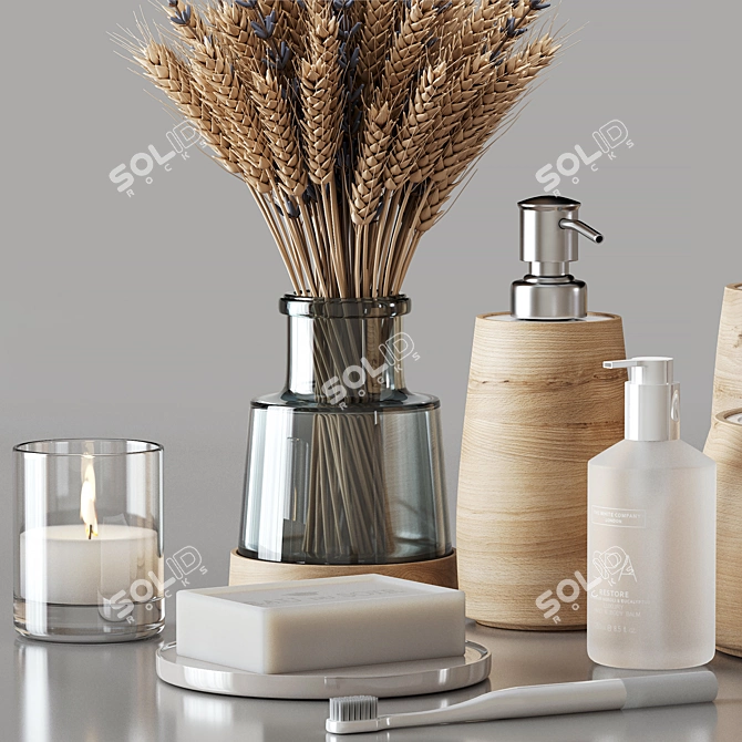 Elegant Wheat & Lavender Decor Set 3D model image 2