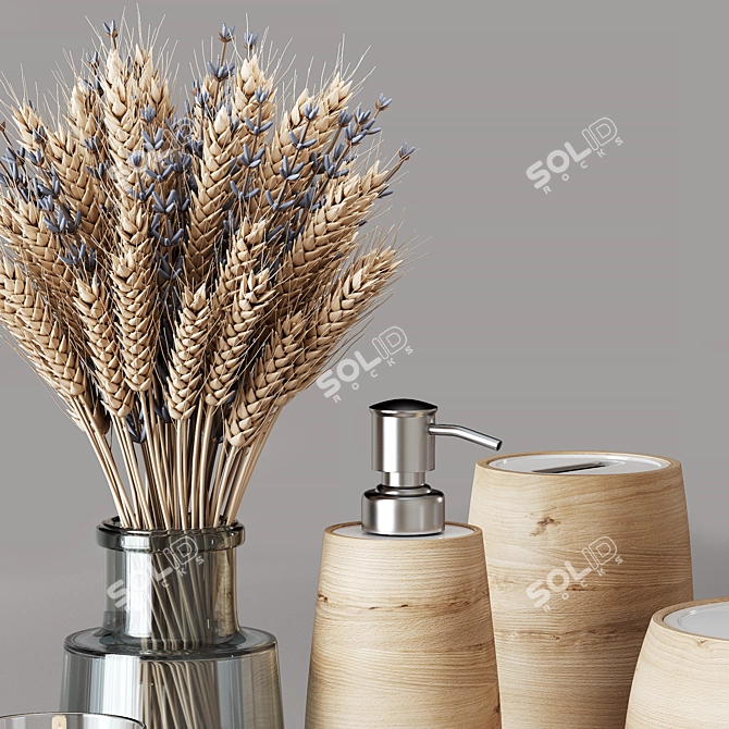 Elegant Wheat & Lavender Decor Set 3D model image 4