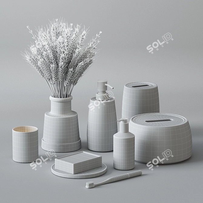 Elegant Wheat & Lavender Decor Set 3D model image 5