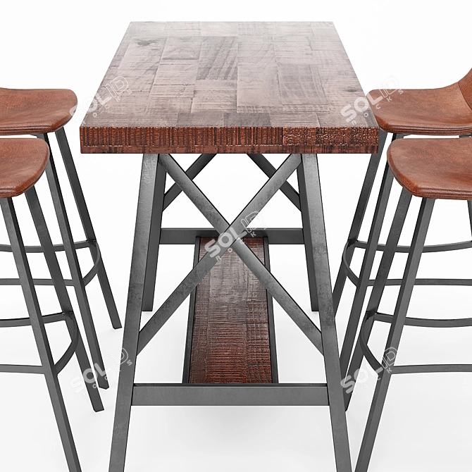 Modern Bar Table and Stool Set 3D model image 2