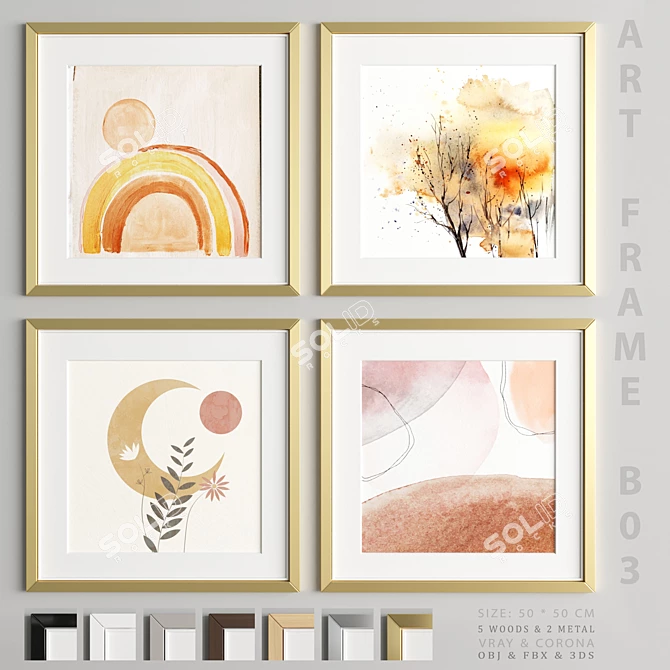 Modern Art Frame Collection 

47 Frame Material Options
50x50cm Size, 3Dmax & Corona File 
Exported in 3D model image 1