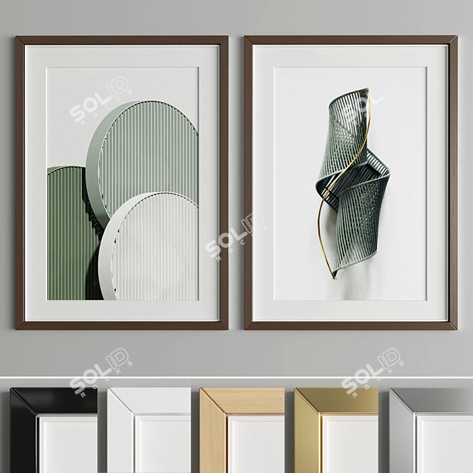 Sleek Art Frame A11: 2-in-1 Wood & Metal Design 3D model image 3