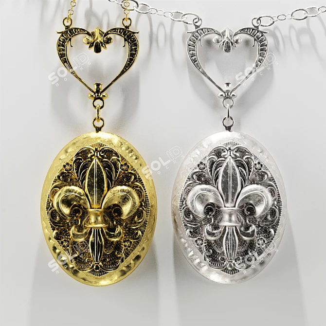 Glamorous Fleur-de-Lis Jewelry 3D model image 2