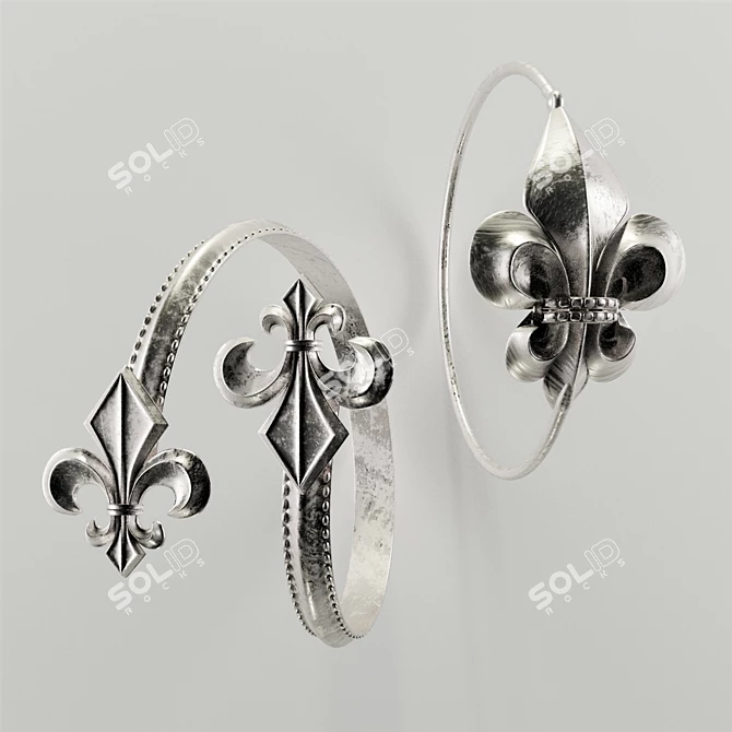 Glamorous Fleur-de-Lis Jewelry 3D model image 3