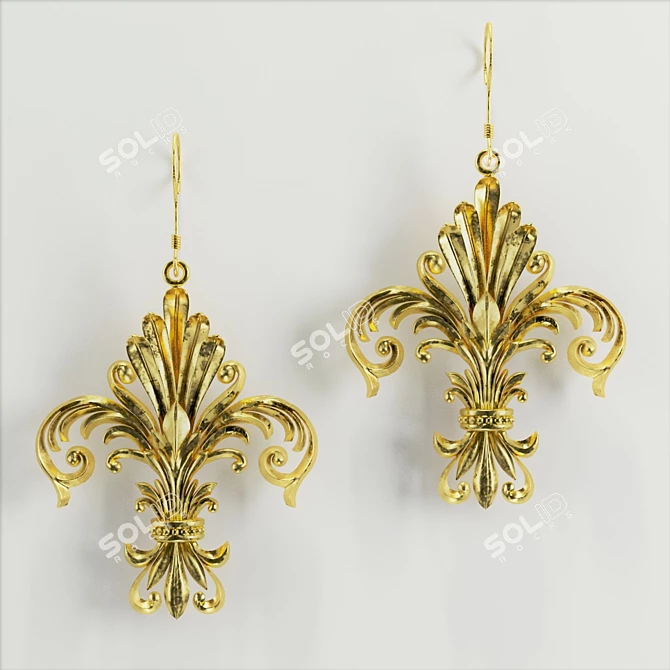 Glamorous Fleur-de-Lis Jewelry 3D model image 4