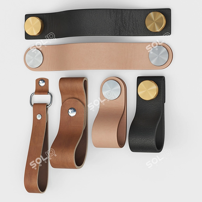 Crafted Leather Handles: Upgrade Your Furniture 3D model image 4