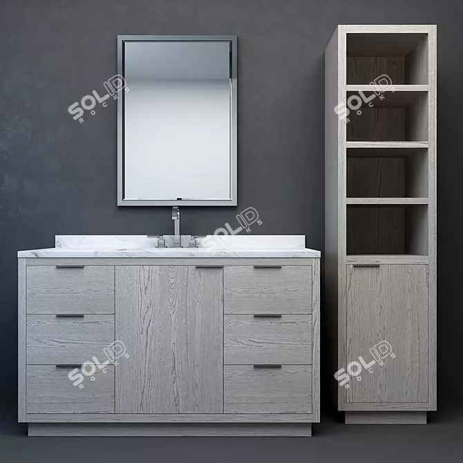 Luxury Modern Larsen Extra-Wide Vanity 3D model image 1