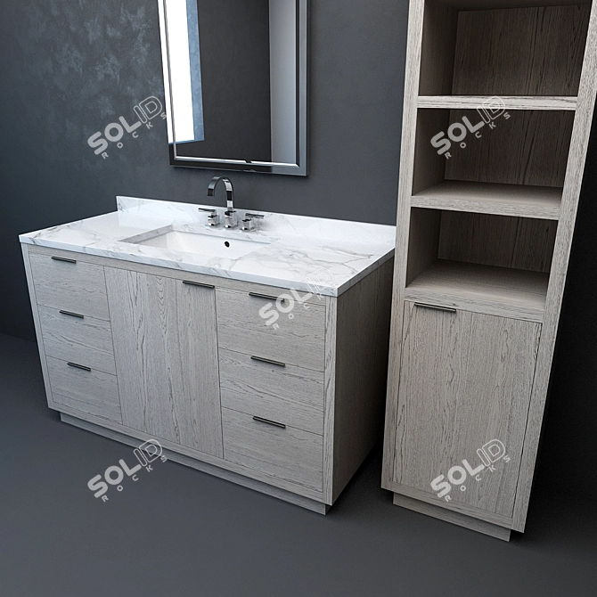 Luxury Modern Larsen Extra-Wide Vanity 3D model image 2