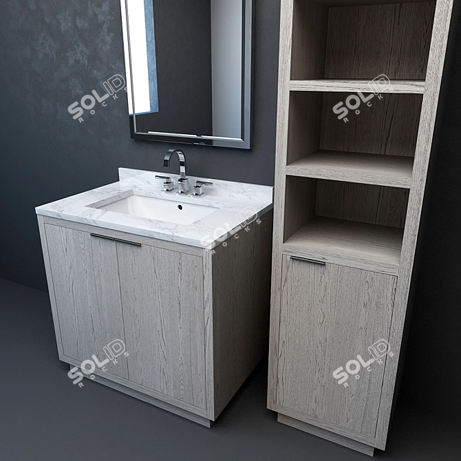 Modern Larsen Single Vanity 3D model image 2