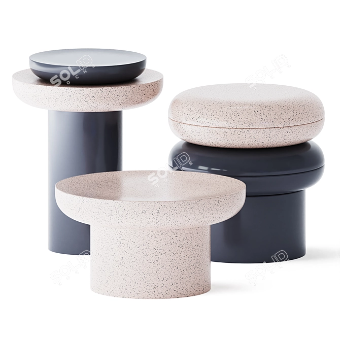Stacked Table Set: FdC's Stylish Stackable Side Tables 3D model image 1