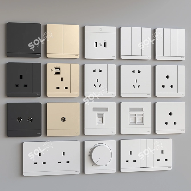 Streamline Your Space with Schneider Avataron Switches 3D model image 1