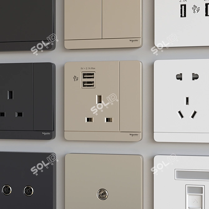 Streamline Your Space with Schneider Avataron Switches 3D model image 2