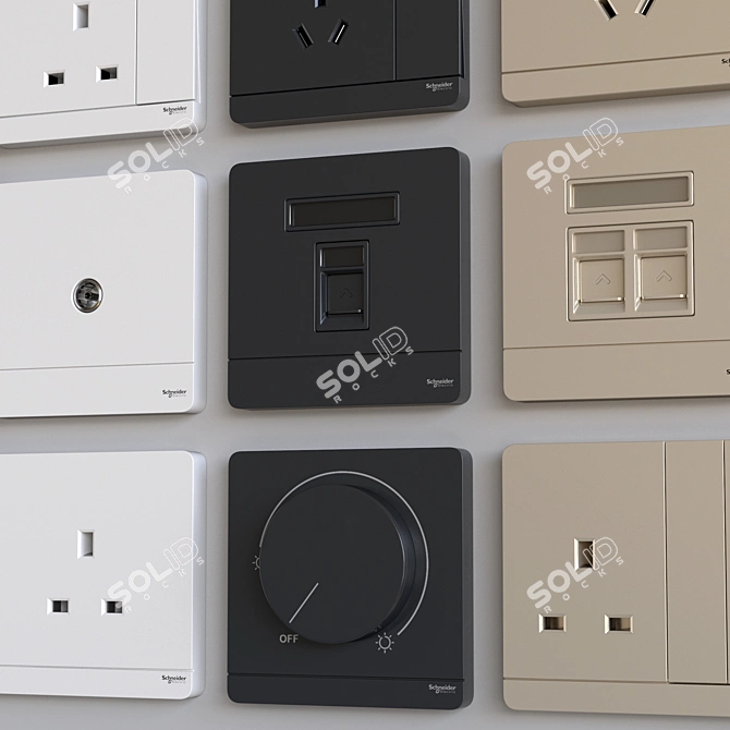 Streamline Your Space with Schneider Avataron Switches 3D model image 3