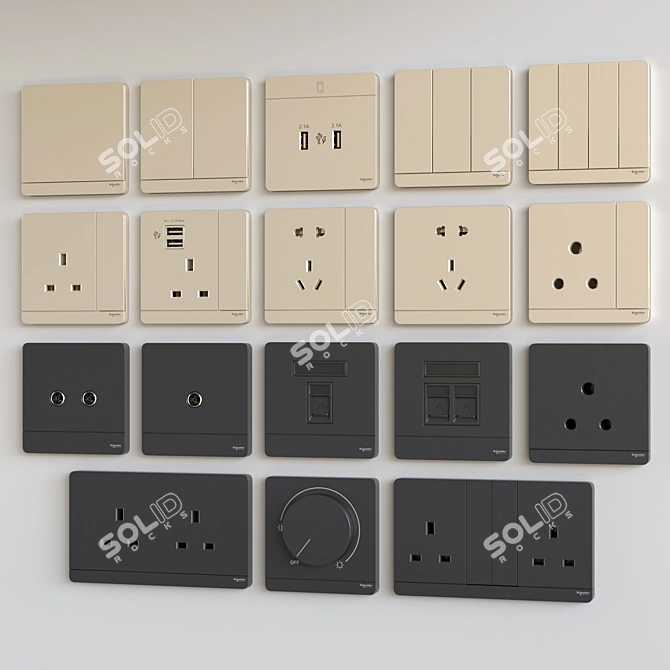 Streamline Your Space with Schneider Avataron Switches 3D model image 4