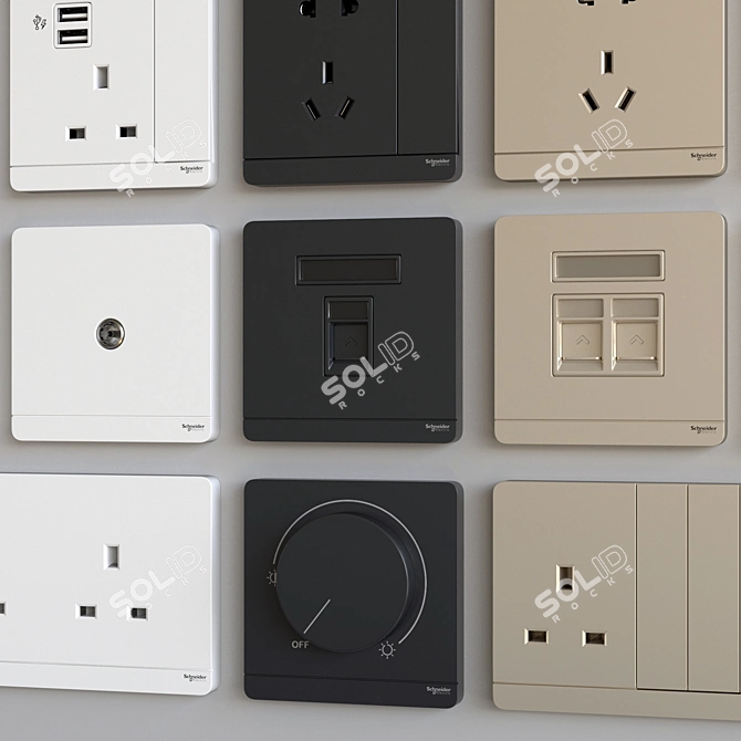Streamline Your Space with Schneider Avataron Switches 3D model image 10