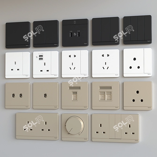 Streamline Your Space with Schneider Avataron Switches 3D model image 11