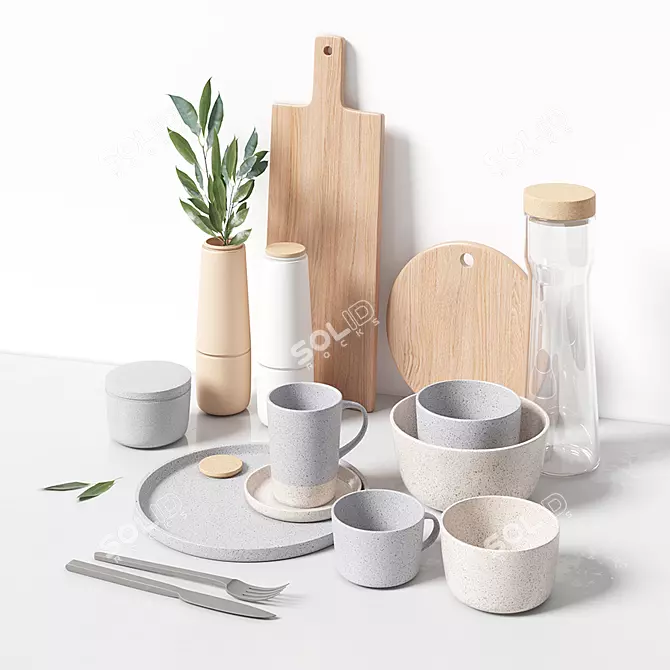 Sleek Elegance: Minimalist Tableware 3D model image 2