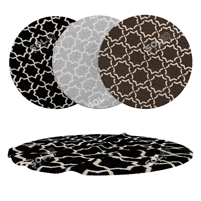 Round Carpets Set with Variations 3D model image 1