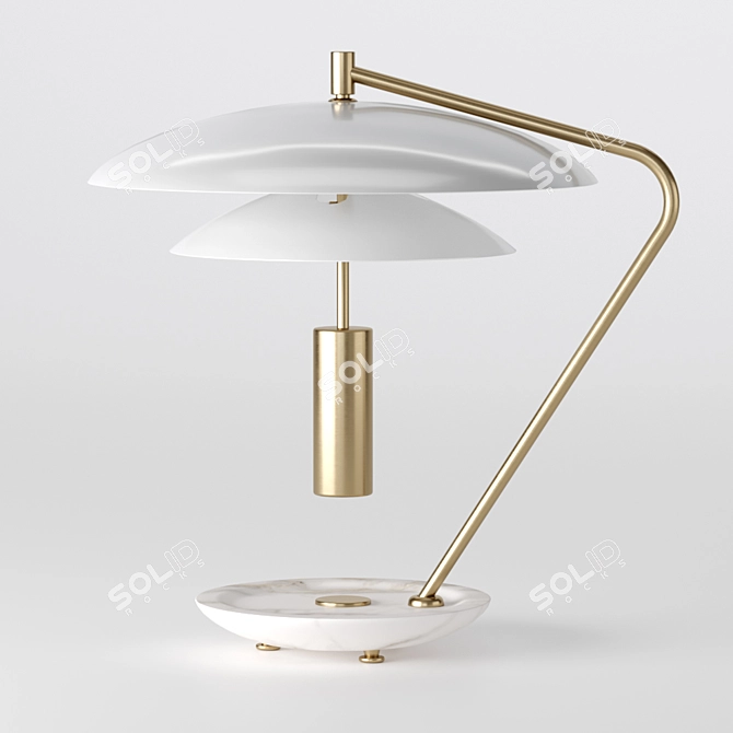 Handcrafted Brass Desk Lamp with Adjustable Cover 3D model image 1