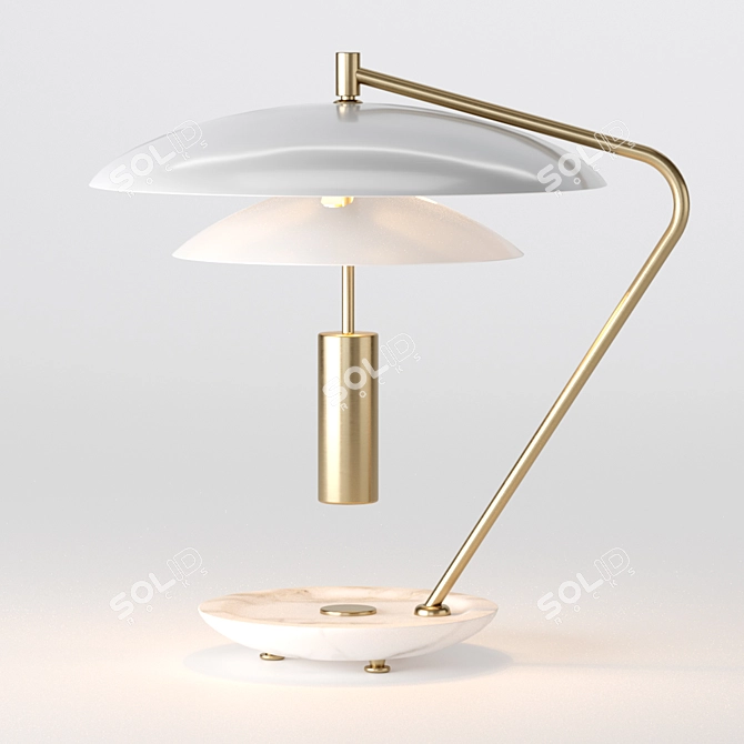 Handcrafted Brass Desk Lamp with Adjustable Cover 3D model image 2