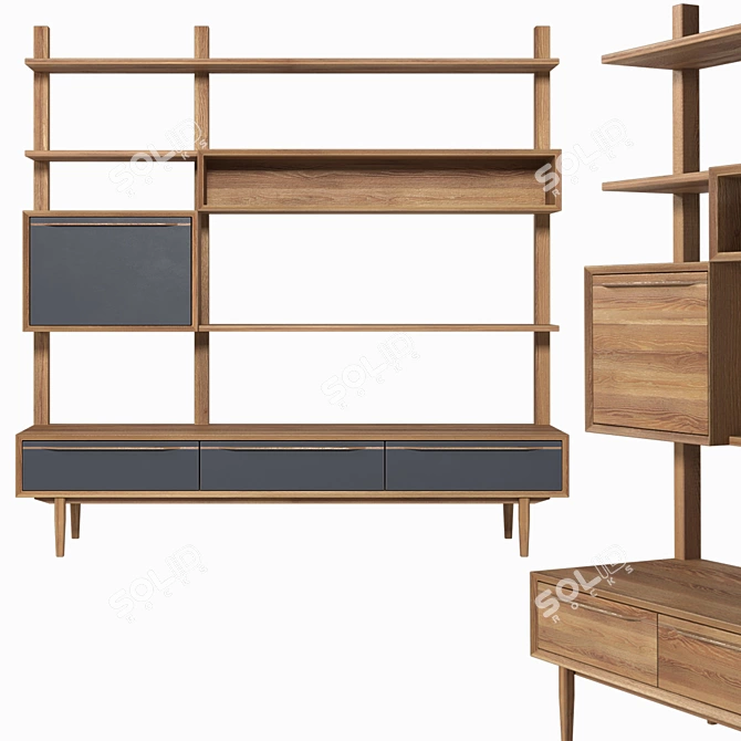 Bruni Shelving Unit with Drawers 3D model image 1