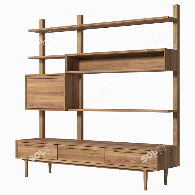 Bruni Shelving Unit with Drawers 3D model image 2