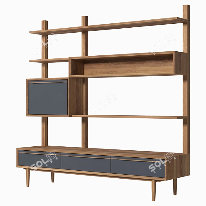 Bruni Shelving Unit with Drawers 3D model image 3