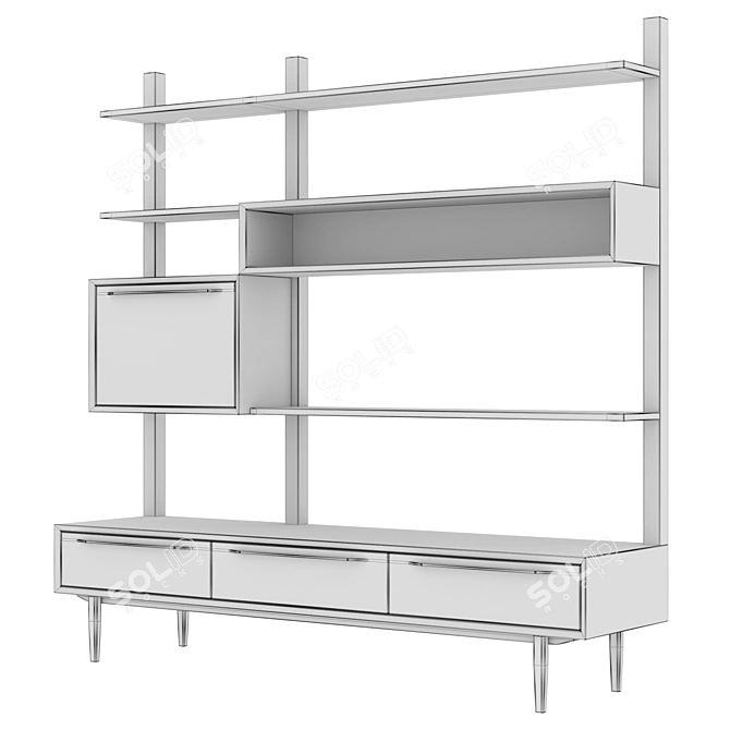 Bruni Shelving Unit with Drawers 3D model image 4