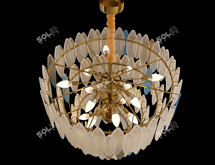 Elegant Glass Petal Chandelier 3D model image 2