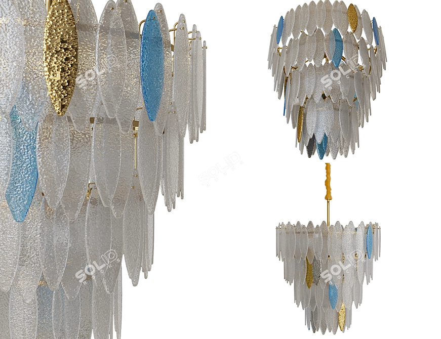 Elegant Glass Petal Chandelier 3D model image 3