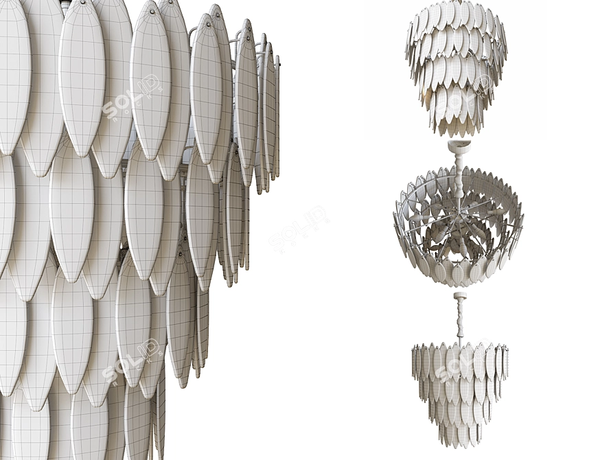 Elegant Glass Petal Chandelier 3D model image 5